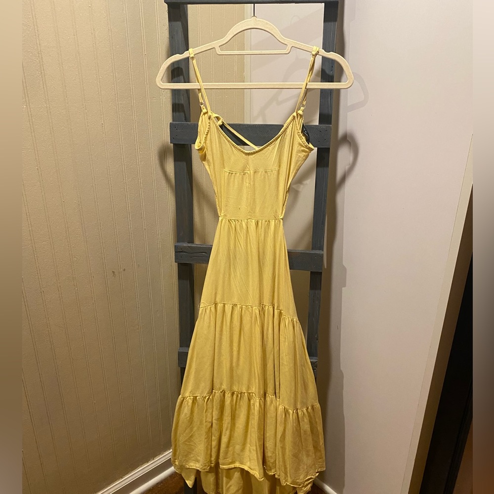 Vintage Yellow Maxi Cut Out Dress